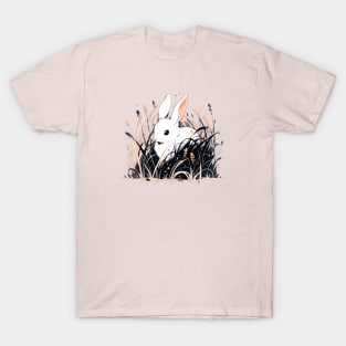 White rabbit in tall grass T-Shirt